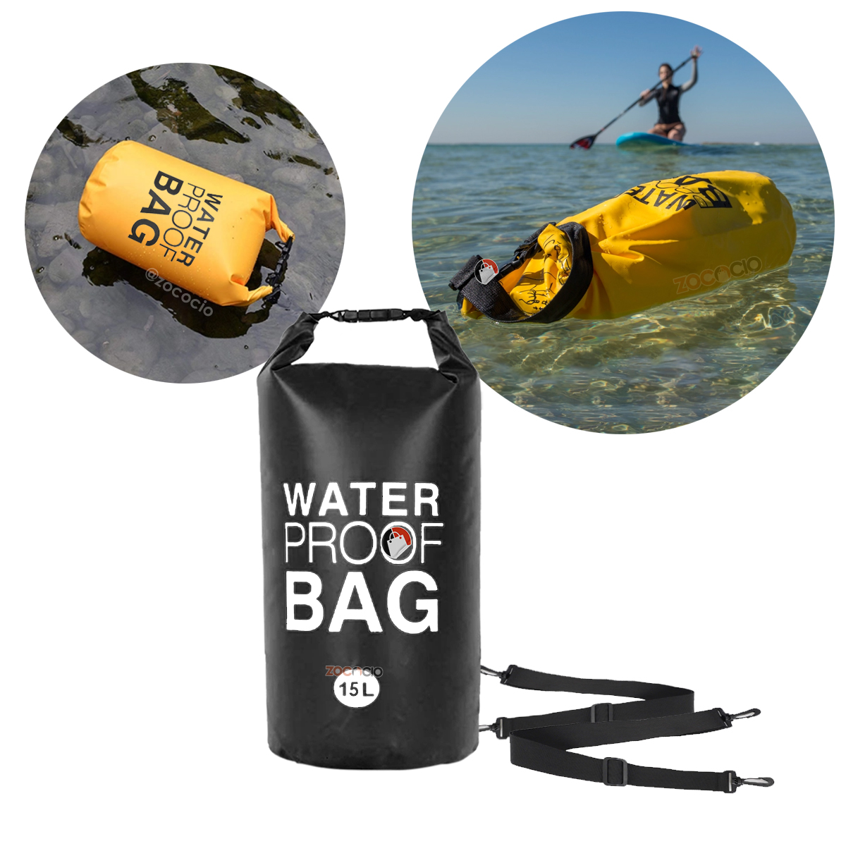 Vista 2 de Bolsa Impermeable Mochila Seca 15 - COLOR: Negro